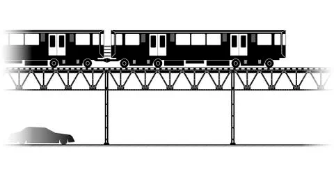 The Elevated Train  in Chicago Stock Illustration