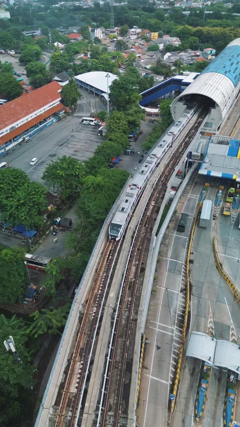 Elevated Train, Cityscape, Traffic, Aerial View Stock Footage 301024457