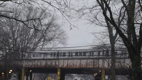 Elevated train goes by in Chicago Stock Footage 276378975