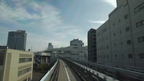 Elevated train line, Tokyo, Minato, Shiodome. Urban landscape. Vídeo Stock 92005142