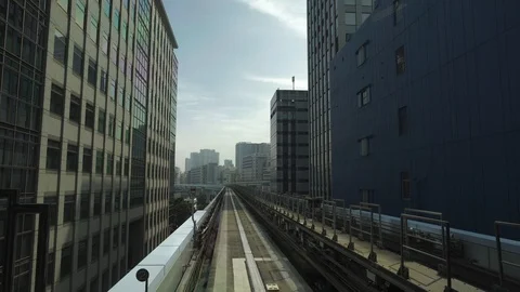 Elevated train line, Tokyo, Minato, Shiodome. Urban landscape. Vídeo Stock 92005231