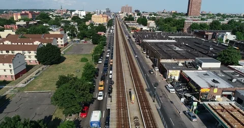 Elevated train LIRR Stock Footage 117609258