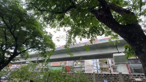 Elevated Train at Redemptorist Parañaque 4K 60fps Video stock 339554360