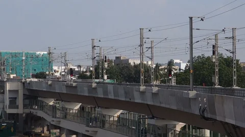 Elevated-train-track-India Stock Footage 96066492