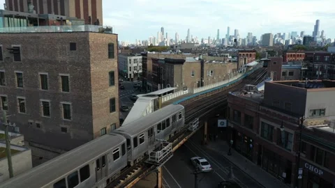 Elevated Train w/ Downtown in Background(60fps) 스톡 동영상 171778640