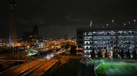 Elevated variation shots overlooking the transportation surrounding the Airport. Stock Footage 61775713