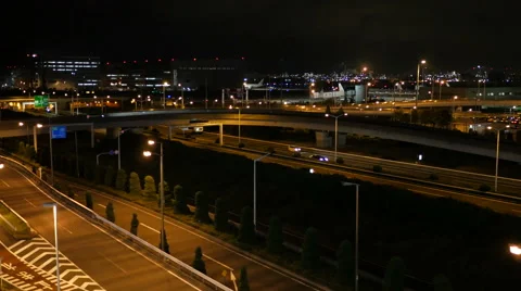 Elevated variation shots overlooking the transportation surrounding the Airport. Stock Footage 61776089