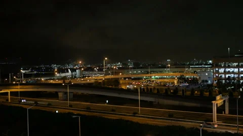 Elevated variation shots overlooking the transportation surrounding the Airport. Stock Footage 61776394