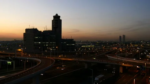 Elevated variation shots overlooking the transportation surrounding the Airport. Stock Footage 61778128