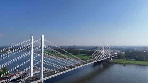 Elevated view across bridge and industry 스톡 동영상 335366307