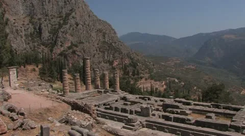 Elevated View of the Ancient Oracle of Delphi Archaeological Site, Greece Video stock 22112901