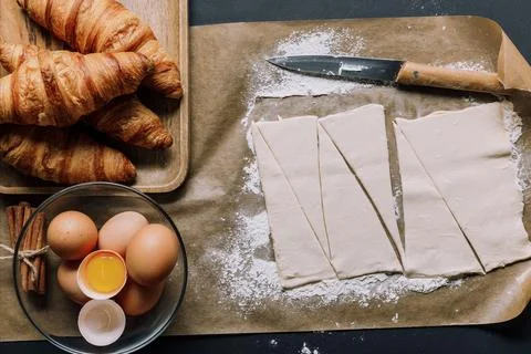 Elevated view baking paper knife Stock Photos