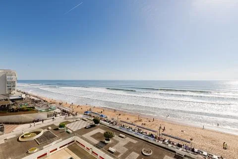 Elevated view from a balcony of the large beach of Saint gilles Croix de Vi.. Stock Photos