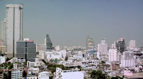 Elevated View of Bangrak  District towards the River. Bangkok Video stock 38607328