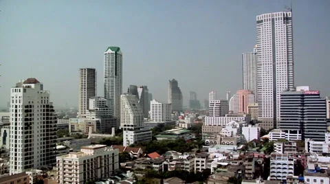Elevated View of Bangrak  District towards the River. Bangkok Video stock 38607338