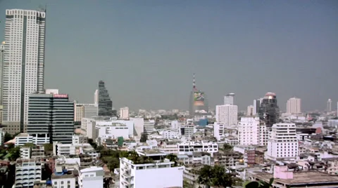 Elevated View of Bangrak  District towards the River. Bangkok Stock Footage 38607350