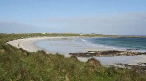 Elevated view of beach at Traigh Chornaig Tiree Scotland Stock Footage 27361620