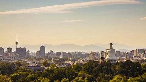 Elevated view of Beijing City Skyline and Pagoda, Beijing, China, Asia Video stock 73945958