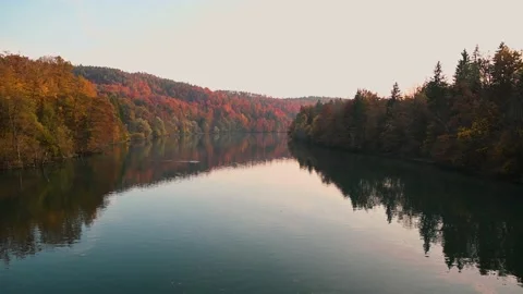 Elevated view of calm Sava River in Slovenia Stock Footage 169370595