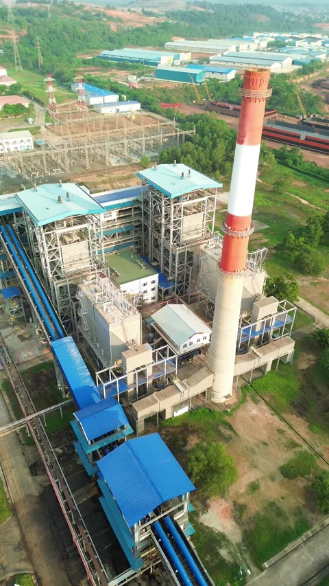 Elevated View Captures Expansive Energy Production Facility with Prominent .. Video stock 337281287