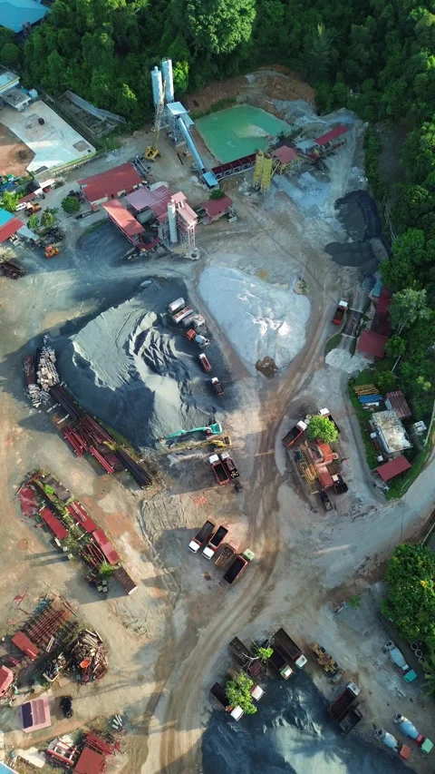 Elevated view capturing the sprawling industrial landscape of a crucial agg.. Stock Footage 337282855