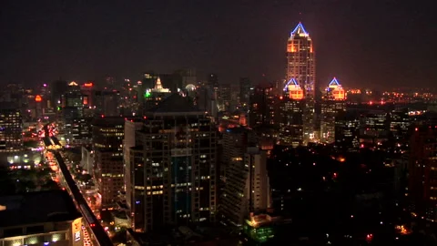 Elevated View of the CBD with Bangrak District Buildings Stock Footage 327890012