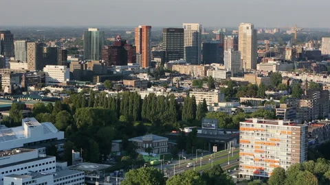 Elevated view of the centre of Rotterdam Stock Footage 133893073