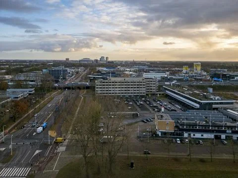 Elevated view of the cityscape from a hotel window Stock Photos