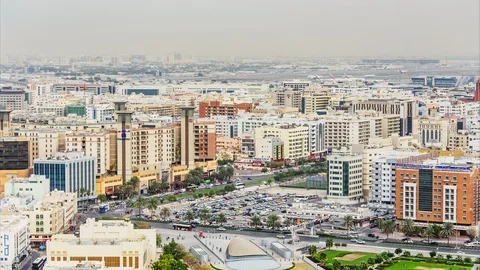 Elevated view of  Deira district in Dubai, UAE. Video stock 94529653