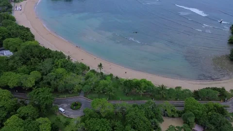 Elevated View Displaying Peaceful Coast With Natural Beauty And Activities Stock Footage 324827526