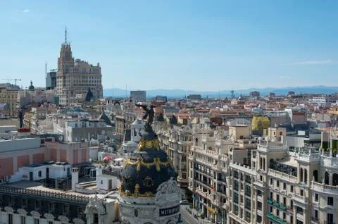 Elevated view of downtown Madrid Stock Photos