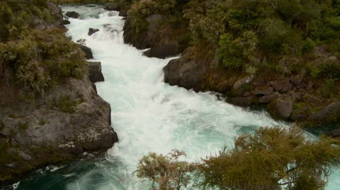 An elevated view of fast flowing white water  Stock Footage 41497504