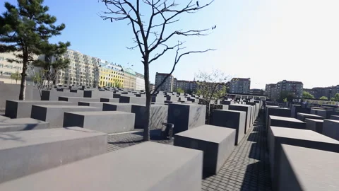 Elevated view of holocaust memorial in Berlin Stock Footage 136188532