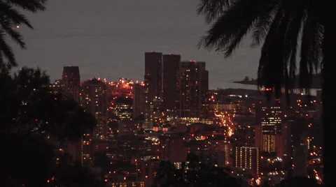 Elevated View of Honolulu early Evening Hawaii Video stock 38617501
