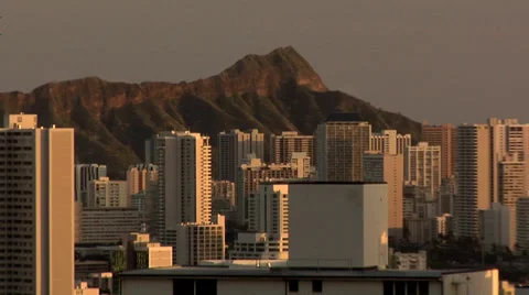 Elevated View of Honolulu towards Diamond Head Hawaii Stock Footage 38617421