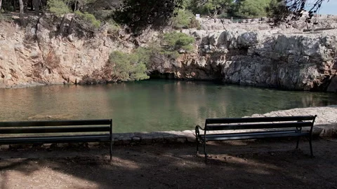 Elevated view of Lokrum Island Dead Sea beach, Dubrovnik, Croatia Stock-Footage 294852265