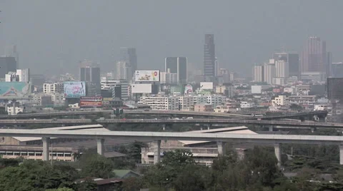 Elevated View looking towards Ploenchit and Siam District Bangkok Video stock 38607695