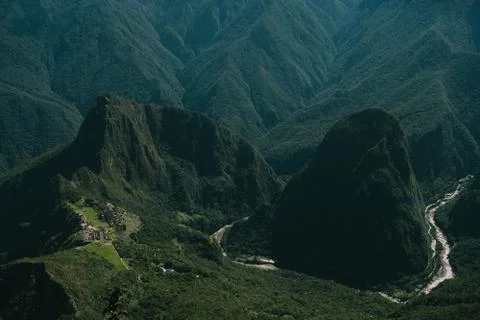 Elevated view of machu picchu Stock Photos