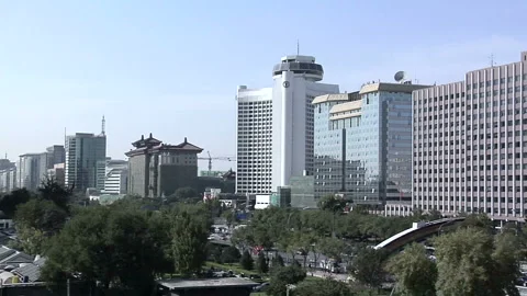 Elevated View of Modern Buildings on Dong Chan'an Street Stock Footage 327885679