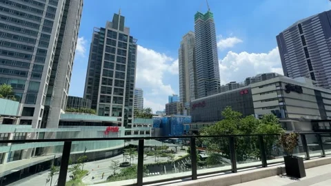 Elevated view of modern city commercial center with skyscrapers skyline 4k Stock-Footage 337443570