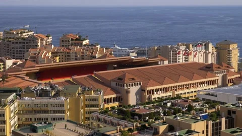 Elevated View of Monaco Urban District and Mediterranean Sea 4K 스톡 동영상 343629383