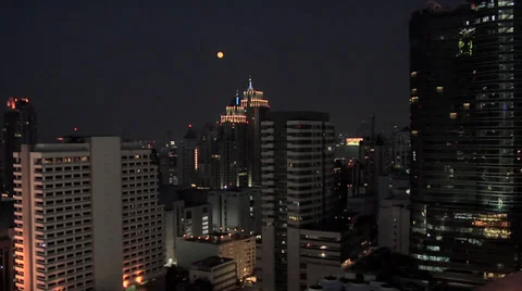 Elevated View at Night looking down to Rachadamri Road. Bangkok Stock Footage 38608300