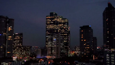 Elevated View at Night of Sathon District Bangkok Stock Footage 327890094