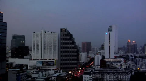 Elevated View at Night of Silom and CBD District Bangkok Stock Footage 38608325
