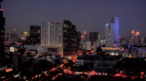 Elevated View at Night of Silom and CBD District Bangkok Video stock 38608339