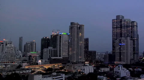 Elevated View at Night of Silom and CBD District Bangkok Stock Footage 38608382