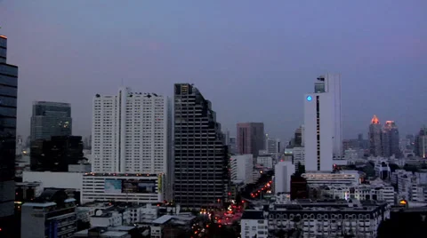 Elevated View at Night of Silom and CBD District Bangkok Stock Footage 38608396