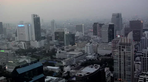 Elevated View at Night of Silom and CBD District Bangkok Stock Footage 38608405