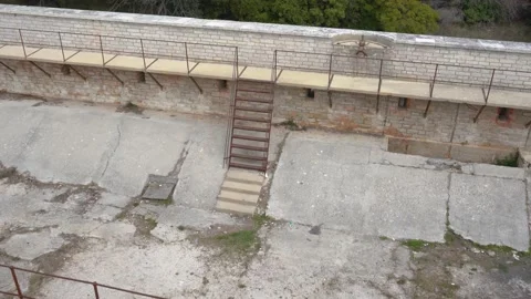 Elevated view of old abandoned fortress Fort Benedetto Stock Footage 186030508
