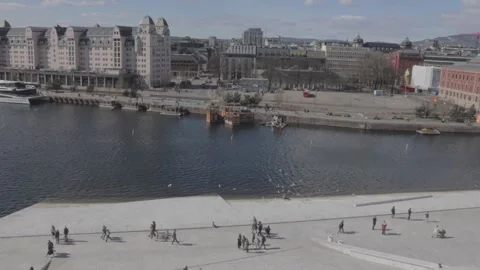 Elevated View of Oslo Opera House Roof and Harbor Skyline in Norway Stock Footage 340960185